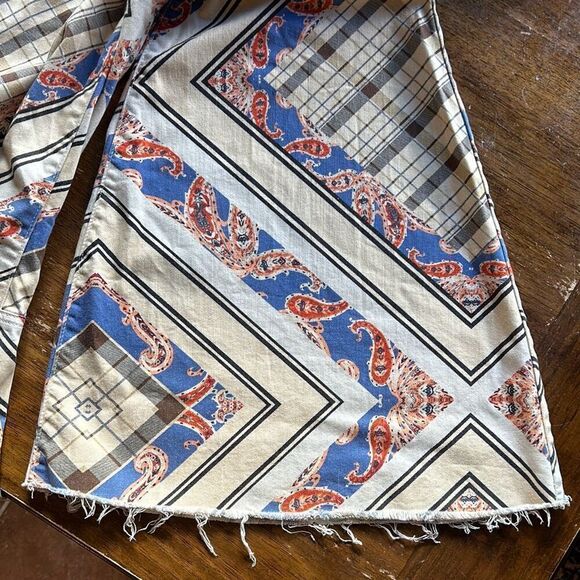 Free People Paisley Plaid Bell bottom Pants Sz 26 - Picture 9 of 11